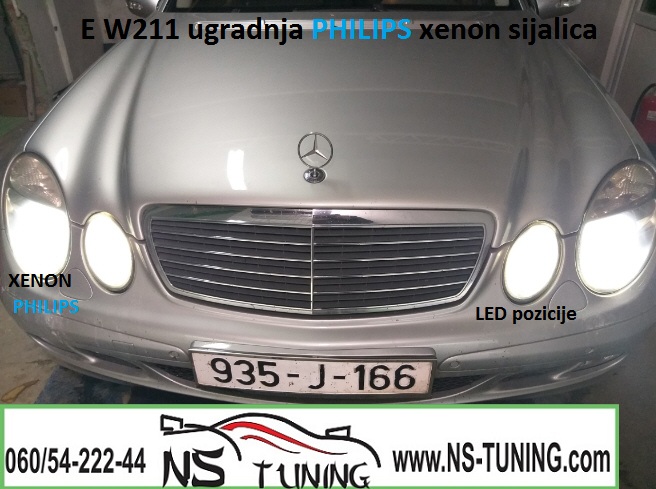 mercedes e w211 xenon farovi h7 d2s sijalica philips ugradnja novi sad tuning
